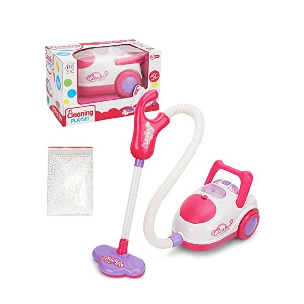 Aspirateur Jouet avec Tuyau, Ensemble daspirateur électrique, Jeu Nettoyage Maison 2 en 1 avec des Sons lumières réalistes e