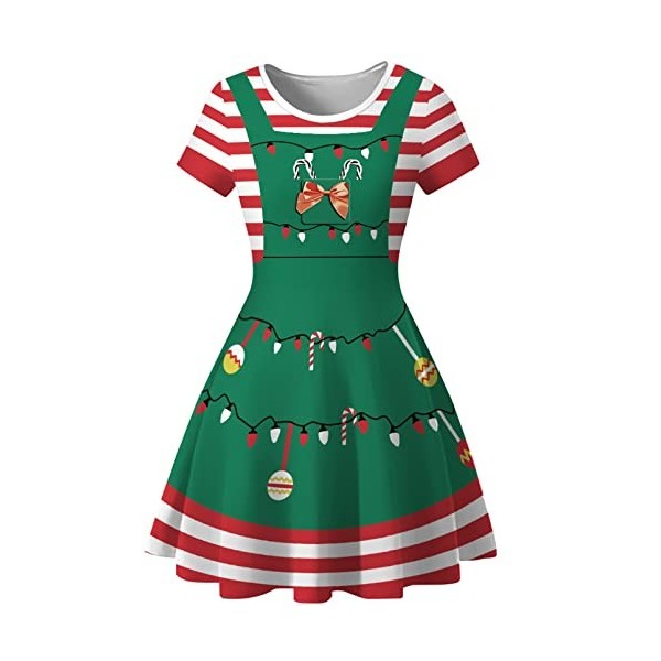 dPois Enfant Garçon Fille Lutin Ensemble Noël/Robe Noël Déguisement Pere Noël Costume Carnaval Halloween Cosplay Elf Lutin Te