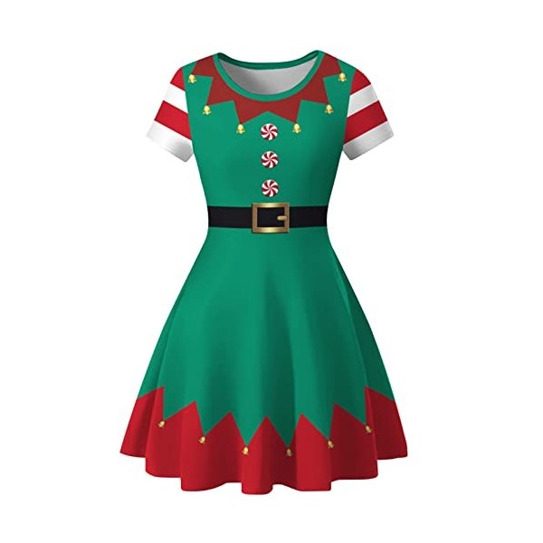 dPois Enfant Garçon Fille Lutin Ensemble Noël/Robe Noël Déguisement Pere Noël Costume Carnaval Halloween Cosplay Elf Lutin Te
