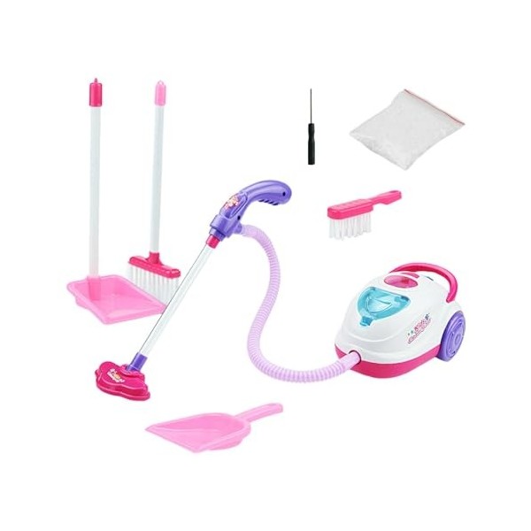 Milageto Jeu de simulation de ménage, ensemble de jouets de nettoyage pour tout-petits, avec lumière et son, aspirateur pour 