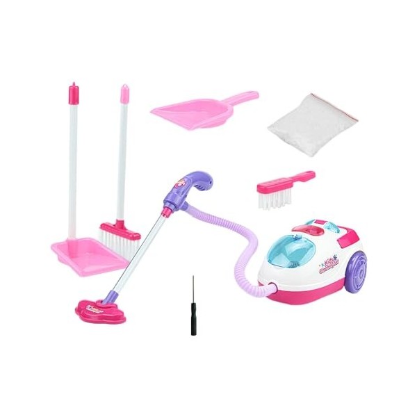 Milageto Jeu de simulation de ménage, ensemble de jouets de nettoyage pour tout-petits, avec lumière et son, aspirateur pour 