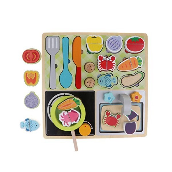 MagiDeal Jeu de Rôle Enfants Jouets Educatifs Pretend Toy Set en Bois Cadeau Noël Fille Garçon - Cuisine