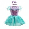 Déguisement Robe de 1er Anniversaire Fête Grenouillère pour Bébé Fille avec Bandeau Ariel Sirène Costume de Reine des Neiges 