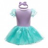 Déguisement Robe de 1er Anniversaire Fête Grenouillère pour Bébé Fille avec Bandeau Ariel Sirène Costume de Reine des Neiges 