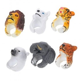 Toyvian 12 Pièces Anneau De Dinosaure Jouet Animaux en Plastique Prix pour Enfants Jouet DOiseau Jeu De Rôle Marionnette Mar