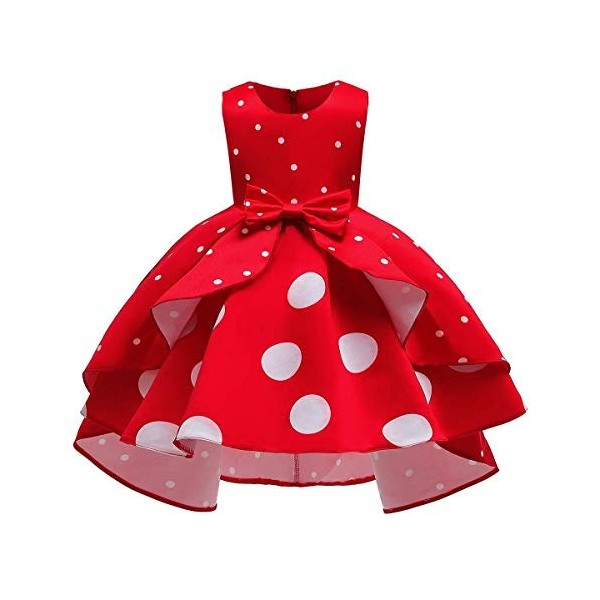 IBTOM CASTLE Déguisement Princesse Filles Bébé Enfant Robe Tutu à Pois Polka Dot Minnie sans Manches Cartoon Cosplay Costume 