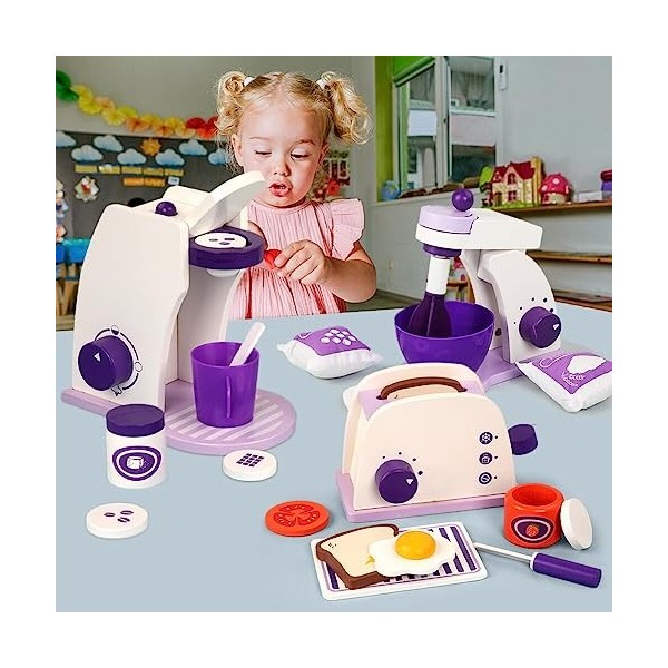 Jouets Cuisine en Bois Enfants, Ensembles Jeu DImitation Cuisine, Jouets De Petit DéJeuner, Jouet éducatif éveil Montessori,