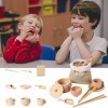 Moslate Poubelle sensorielle en Bois - Jouets à Vaisselle en Bois Montessori - Mini cuillères en Bois et Pinces en Bois pour 