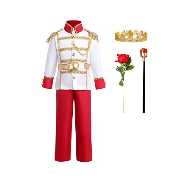 OBEEII Déguisement Prince Charmant Enfant, Prince Charmant Cendrillon Costume pour Garçons Jeu de rôle Cosplay Carnaval Hallo