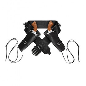 NET TOYS Porte-Pistolet Western avec Deux étuis Holster Pistolet Cowboy Noirs Sheriff Ceinture Revolver Étui Gun Holster Dégu