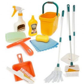 Lochimu 12pcs Ensemble de nettoyage pour enfants Ensemble de nettoyage de jouet portable ensemble de balai éducatif et de vad