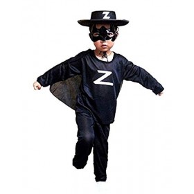 Costume Zorro - déguisement - carnaval - Halloween - épéiste - chevalier masqué - couleur noire - enfant - taille L - 8-10 an