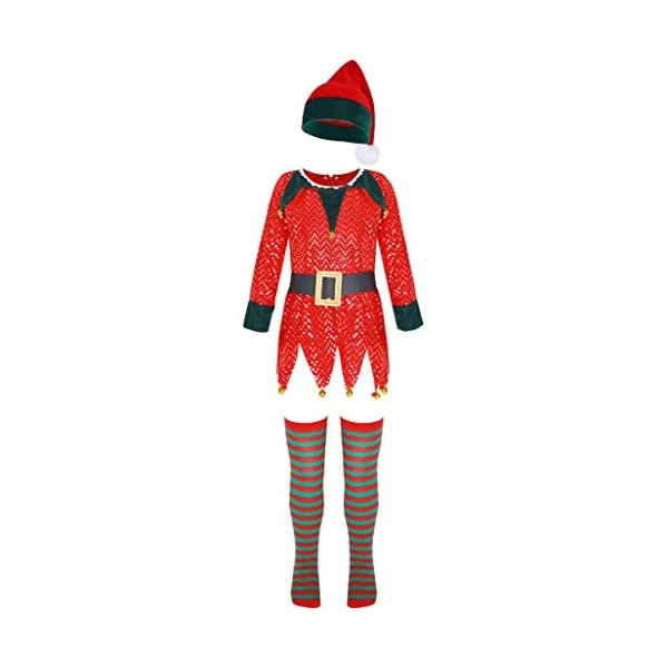 TSSOE Deguisement Lutin Enfant Garcon Vetement de Noel Fille Tenue Jeu de Rôle Santa Costume de Noël Cosplay Elf Chapeau Luti