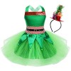 IEFIEL Déguisement Noël Elfe Enfant Fille Noël Lutin Robe de Princesse Cérémonie et Chapeau Noël Ensemble Costume Nouvel An N