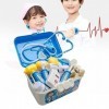 Kit de Docteur pour Enfants, Ensemble de Jeu en Plastique Bleu avec 33 Jouets de Docteur pour Léducation à la Maison, Parfai