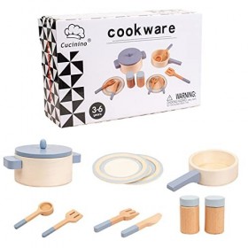 Cuisine pour, Ensemble dCuisine pour, Ensemble Jeu en Bois 10 pièces Jouets Cuisine pour Filles garçons, Jouet éducatif Cuis