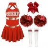 Aislor Costume Cheerleadering Enfants Filles Déguisement Uniforme de Pom-Pom Girl Halloween Fête Carnaval Party Cosplay Outfi