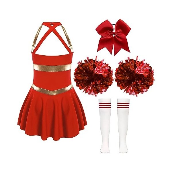 Aislor Costume Cheerleadering Enfants Filles Déguisement Uniforme de Pom-Pom Girl Halloween Fête Carnaval Party Cosplay Outfi