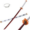 MAYKAR 75cm/104cm Épée De Samouraï Cosplay avec Fourreau, Katana en Bois, Demon Slayer-Rengoku Kyoujurou pour Jouets pour Enf