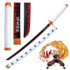 MAYKAR 75cm/104cm Épée De Samouraï Cosplay avec Fourreau, Katana en Bois, Demon Slayer-Rengoku Kyoujurou pour Jouets pour Enf