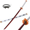 MAYKAR 75cm/104cm Épée De Samouraï Cosplay avec Fourreau, Katana en Bois, Demon Slayer-Rengoku Kyoujurou pour Jouets pour Enf