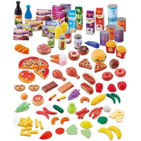 Quickdraw 120 Pièce Enfants Fausse Nourriture Fruits Légumes Gâteaux Provisions Cuisine de Luxe Mega Jeu Set
