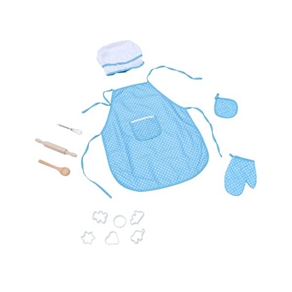 DOITOOL 13Pcs Set Ensembles De Jouets Ensemble De Gâteaux Costume DEnfant Cadeau De Cuisine Bleu Gant De Cuisine Ensemble De