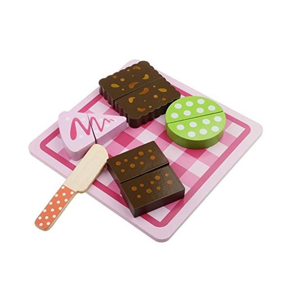 Backbayia Gâteau Coupe en Bois Jeu Clip Enfants Jouets de Simulation Cadeau Noël Enfant