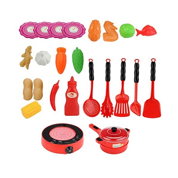 Jouet de cuisine,HUIOP 25PCS Cuisine Jouet Jouet Enfants Simulé Fournaise Électromagnétique Jouet De Cuisine Enfants Jeu De S