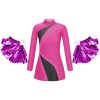 Oyolan Enfant Fille Déguisement Pompom Girl Robe Manche Longue Strass avec Pompons Cosplay Halloween Carnaval Spectacle Compé