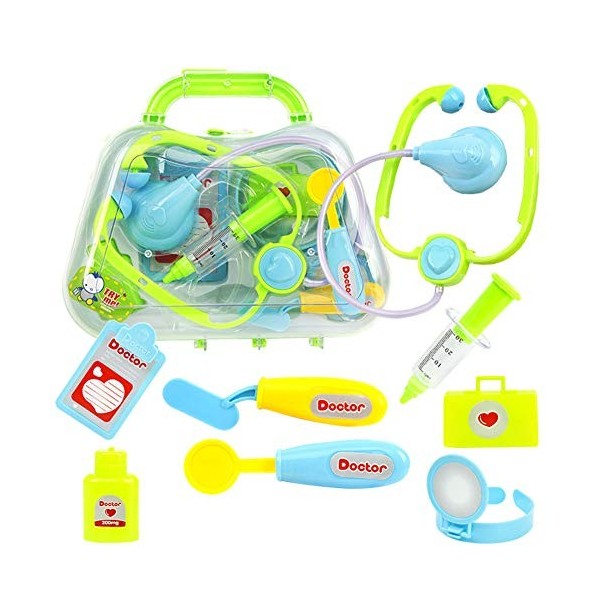 MSHK Docteur Jouet Cosplay Jeu Dimitation Mallette Médical Jouet Éducatif Boîte Outils Médical Cadeau pour Enfant Fille Garç