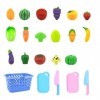 Moligin Playage de Jeu Food Set Plastic Cutting Fruit and Légumes Simulation de Jouets Playset Educational Playset 24pcs Past
