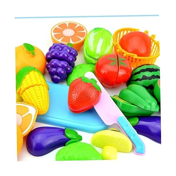 Moligin Playage de Jeu Food Set Plastic Cutting Fruit and Légumes Simulation de Jouets Playset Educational Playset 24pcs Past