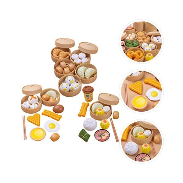 TOYANDONA 3 Ensembles Jeu Ensemble en Plastique Jouer Cuisine Ensemble Chinois Aliments Ouest Coffret Enfants Jouer à Faire S