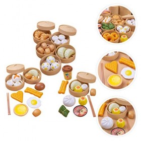 TOYANDONA 3 Ensembles Jeu Ensemble en Plastique Jouer Cuisine Ensemble Chinois Aliments Ouest Coffret Enfants Jouer à Faire S