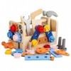 Shinescent Boîte à Outils en Bois pour Enfants 38 Pièces Jeux de Construction en Bois Jouets de Bricolage Cadeau Éducatif pou