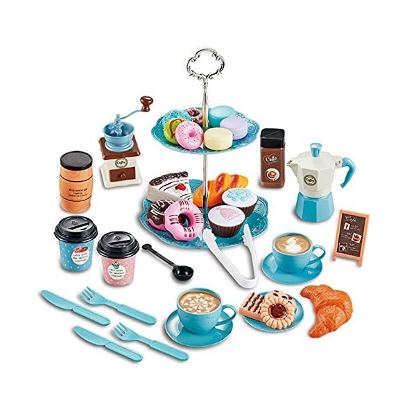 bouncevi Kit De Cuisine De Jeu-café Dimitation pour Enfants Ensemble De Thé De Laprès-midi Jouets De Maison De Jeu pour Enf