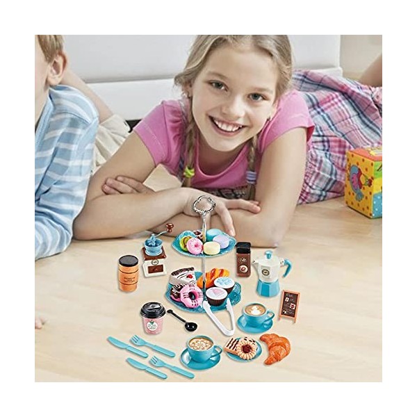 bouncevi Kit De Cuisine De Jeu-café Dimitation pour Enfants Ensemble De Thé De Laprès-midi Jouets De Maison De Jeu pour Enf