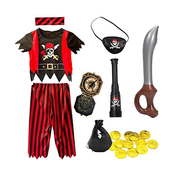 Ansamy Costume de pirate pour enfant - Cosply - Accessoire de pirate - Accessoires de jeu pour carnaval, Halloween S 