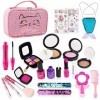 FancyWhoop Maquillage Enfant Jouet Fille 22pcs Lavable Kids Makeup Set avec Coffrets Prétend Jouer Kit avec Sac Cosmétique, C