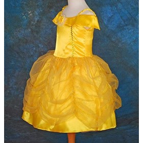 Lito Angels Deguisement Robe Princesse Belle avec Accessoires pour Enfant Fille, Costume la Belle et la Bête, Taille 6-8 ans,