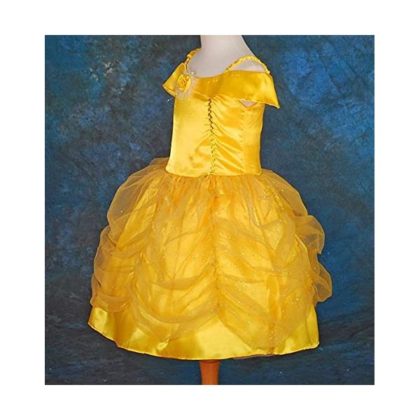 Lito Angels Deguisement Robe Princesse Belle avec Accessoires pour Enfant Fille, Costume la Belle et la Bête, Taille 6-8 ans,