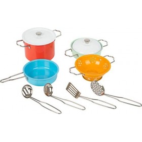 Small Foot Ensemble dustensiles de cuisine avec accessoires en métal, pour la cuisine de jeu, jouet de rôle pour enfants de 