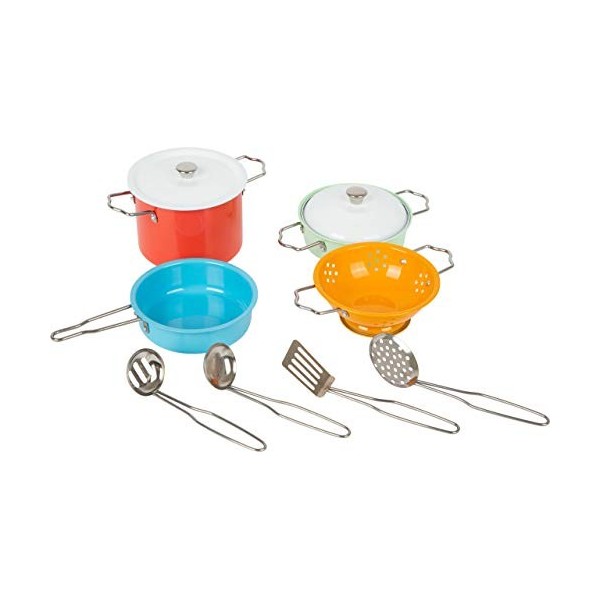 Small Foot Ensemble dustensiles de cuisine avec accessoires en métal, pour la cuisine de jeu, jouet de rôle pour enfants de 