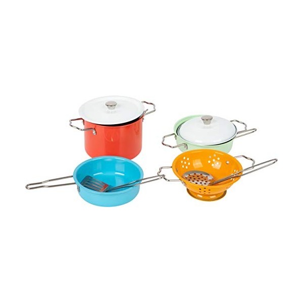 Small Foot Ensemble dustensiles de cuisine avec accessoires en métal, pour la cuisine de jeu, jouet de rôle pour enfants de 