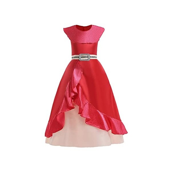 Lito Angels Deguisement Costume Robe Princesse Elena pour Enfant Filles Taille 9-10 ans, Rouge étiquette en tissu XL 