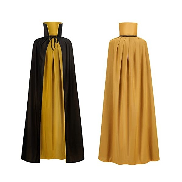 maxToonrain Cape réversible noire et jaune pour adultes et enfants, pour Pâques, Halloween, Noël, déguisement, vampire, sorci