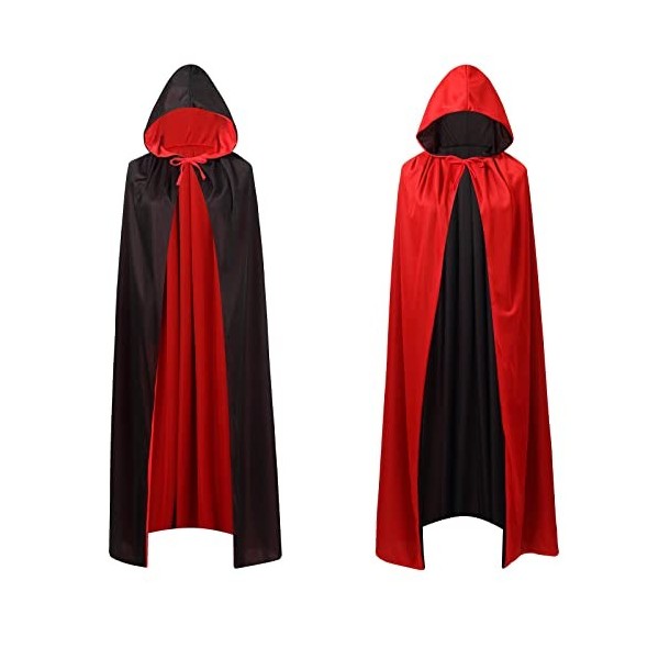 maxToonrain Cape réversible noire et jaune pour adultes et enfants, pour Pâques, Halloween, Noël, déguisement, vampire, sorci