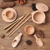 Cyhamse Vaisselle Jouet Enfant en Bois Pretend Play Jeu DImitation en Bois-Cuisine-Dinette pour Garçon Ou Fille