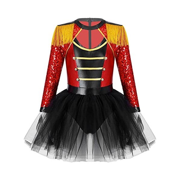 Alvivi Enfant Fille Déguisement Cirque Ringmaster Robe Cosplay Monsieur Loyal Justaucorps Costume Carnaval Halloween Festival